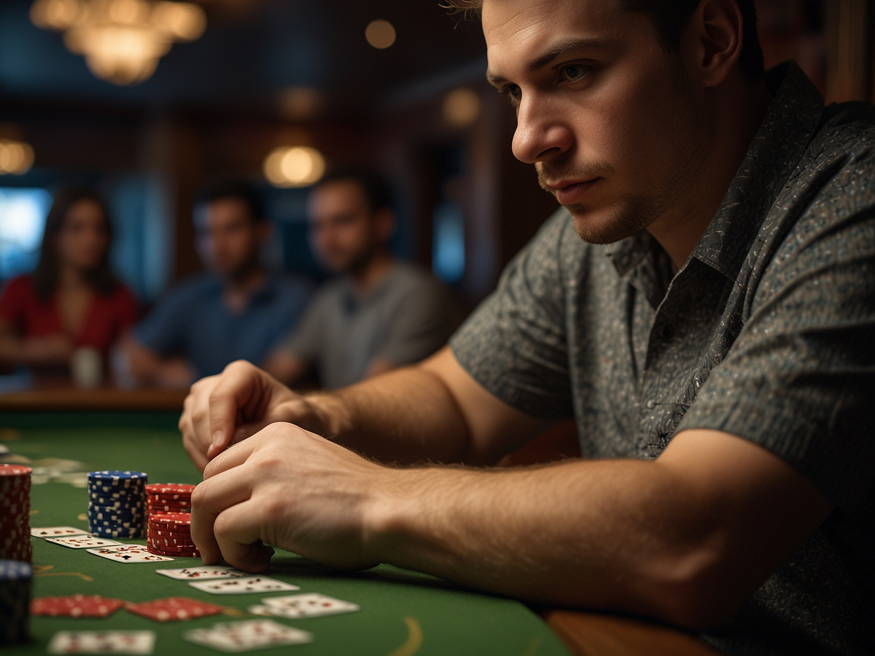 Jugadores de póker en mesa en vivo
